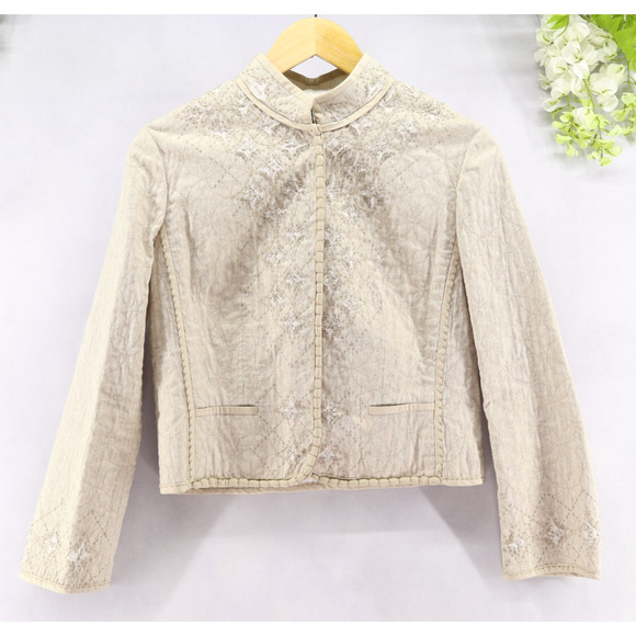 Elie Tahari Jackets & Blazers - Elie Tahari Women's Neutral Reversible Linen Stitch Details Jacket Sz M NEW